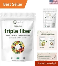 Organic Soluble Fiber Powder - 2lbs for Daily Digestive Support & Hunger Control