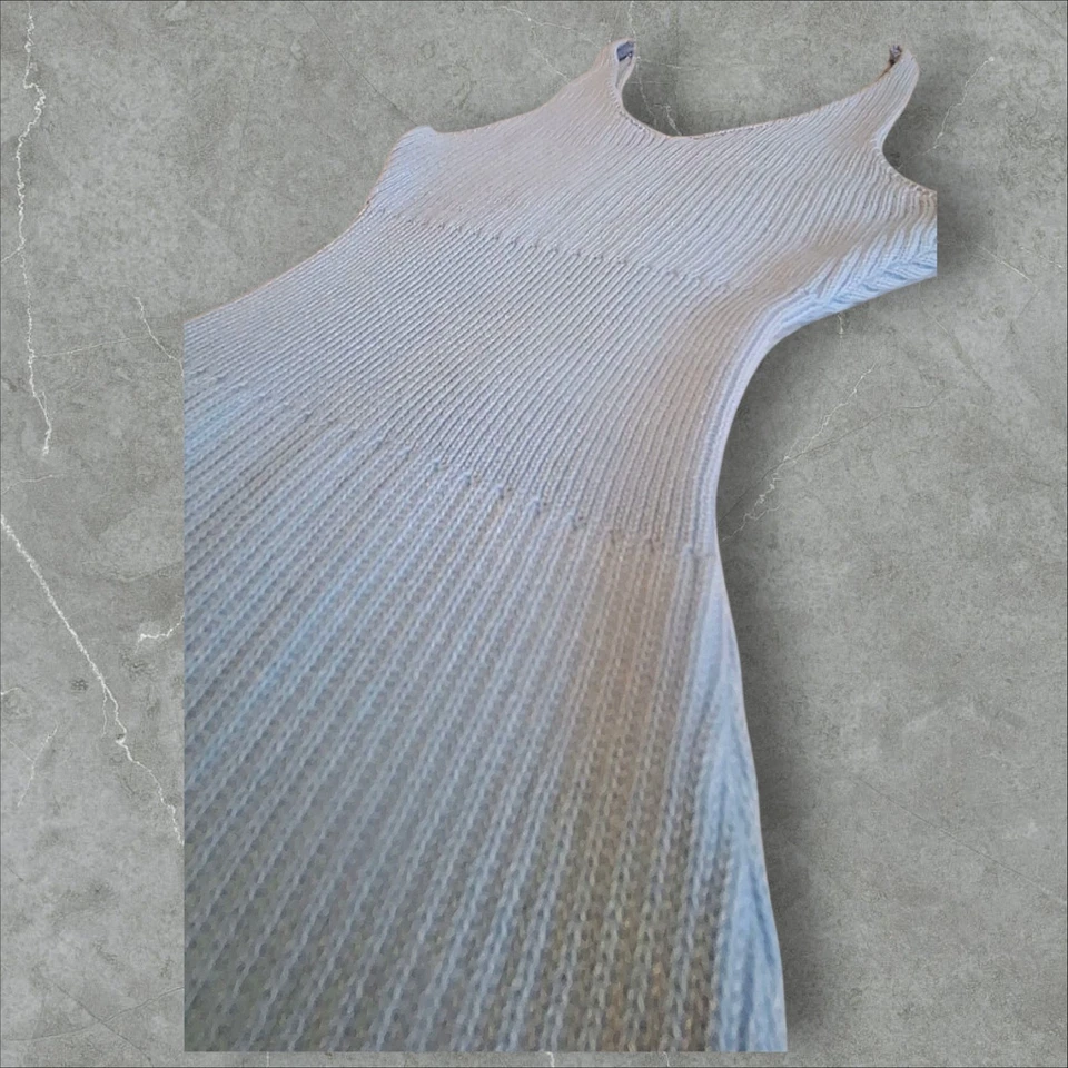 Luxury Soft Sweater Dress Set Blue Pearl Detail Size Large Midi - Image 2 of 4