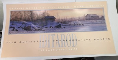 1992 Charles Gause Iditarod 20th Anniversary Poster 20x39 Last Great Race
