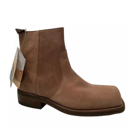 Sancho Vintage Ankle Boots Tan Brown Square Toe Cowboy Cowgirl Unisex Crazy EU40 - Picture 4 of 9