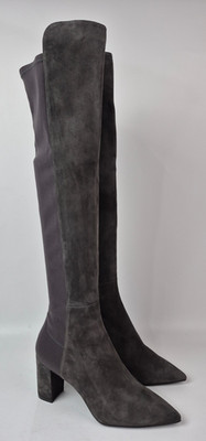 Stuart Weitzman Women's Grey Suede Linsi Over the Knee Boot Pointed Toe Size 6 B