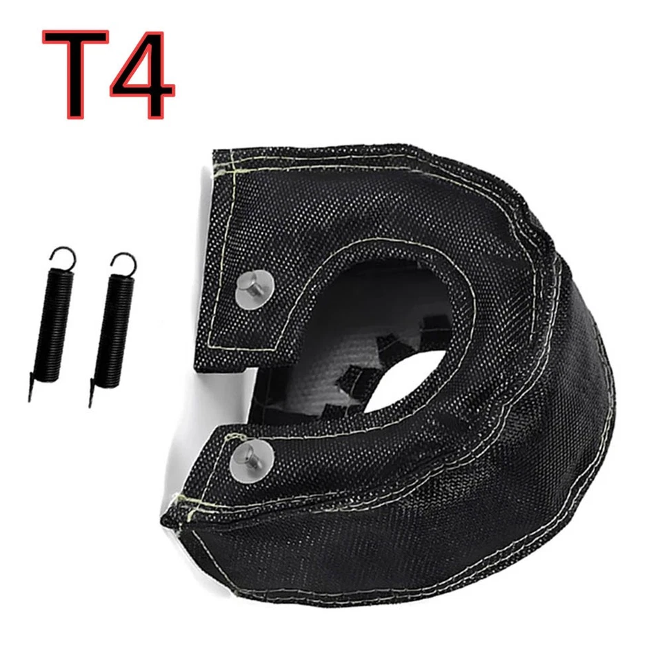 T4 Black Fiber Turbo Blanket Heat Shield Barrier Turbocharger Cover Wrap #P Foto 2 de 4