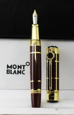 Montblanc Meisterstuck Star Walker Ink Pen With Brown+Gold Body.