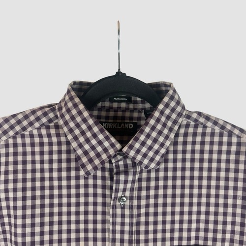 Kirkland Signature Men’s XL Gingham Dress Long Sleeve Button Up Shirt Non Iron - Picture 5 of 8