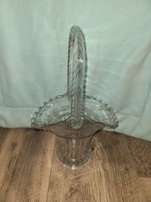 Vintage Pat’D Duncan & Miller 12inch Clear Glass Bride’s Basket