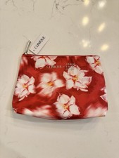 Clinique Cosmetic Makeup Bag Pouch 9 5.5 2 Pink White Flowers Jonathan Cohen