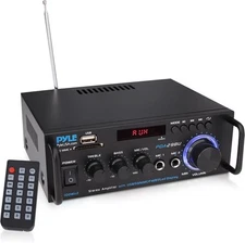Pyle 200W Stereo Power Amplifier with Bluetooth - Dual Channel Audio Black 