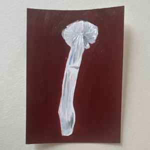 Albino APE ACEO Mushroom Painting - Modern Small Unframed Single Piece 2.5x3.5