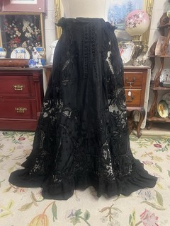 Beautiful Edwardian Hand Made Tape Lace & Silk Skirt (part Of Dress)