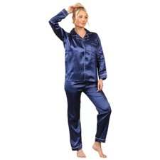 Womens Satin Silk Pyjamas Set  Ladies PJs Loungewear Sleepwear Night Suit Shirt