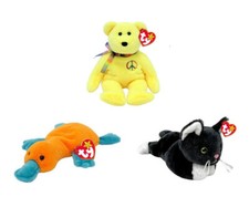 TY BEANIE ORIGINAL BABY BABIES LTD EDITION SOFT TOY PEACE II PATTI II & ZIP II