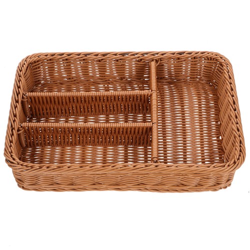 Woven Tabletop Basket Cutlery Storage Organizer Silverware Drawer Organizer - Picture 8 of 12