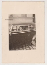Affectionate Handsome Cigarette Young Man Behind the Wheel Gay Int Old Photo