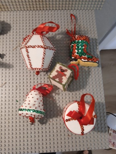 Handmade Vintage Christmas Ornament faom bedazzled lot one stitch | eBay