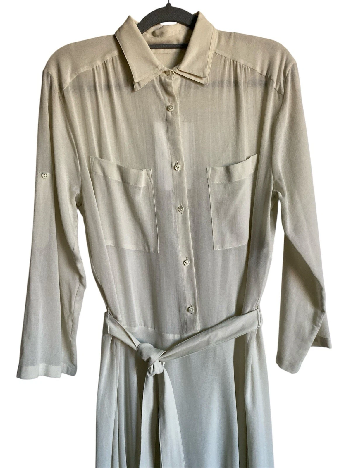 MAISON MARGIELA Abito MIDI Maison Martin Margiela Paris trasparente con colletto e cintura avorio taglia 46 L