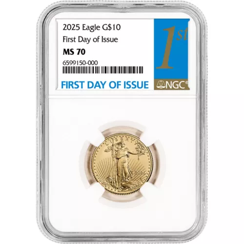2025 American Gold Eagle 1/4 oz $10 - NGC MS70 First Day Issue 1st Label