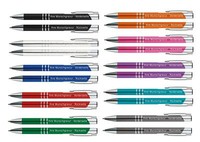 10 Kugelschreiber Aus Metall / Mit Beidseitige Gravur / 10 Verschiedene Farben