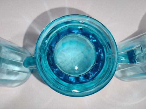 4 Vintage Aqua Blue Glass Mugs 4 5/8" - Picture 20 of 21