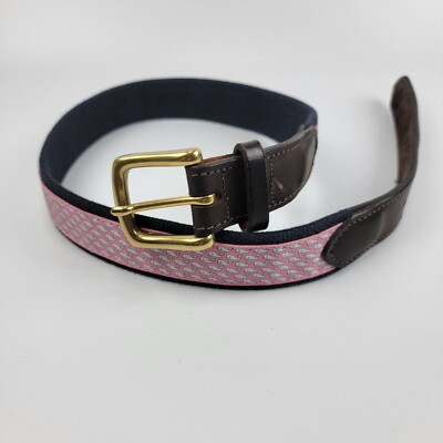 Vineyard Vines Pink Whale-Pattern Belt Vineyard Vines Mens Belt Sz 30 Pink Navy Blue Whale Pattern  main image 4