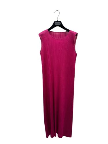 Issey Miyake Burgundy Long Pleats Please Dress Size 5