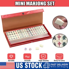 Vintage Chinese Mahjong Set Traditional 146 Tiles Mah-Jong Game Sets W/Case Box