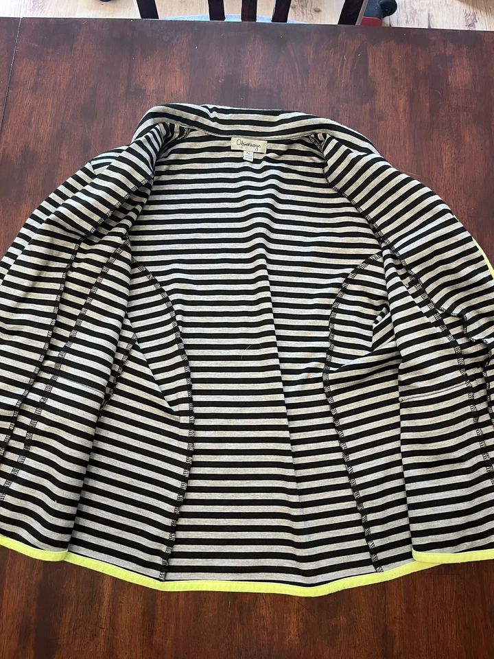Olsenboye  XL Womens gray/black striped soft blazer neon piping striking ! - Image 4 of 4