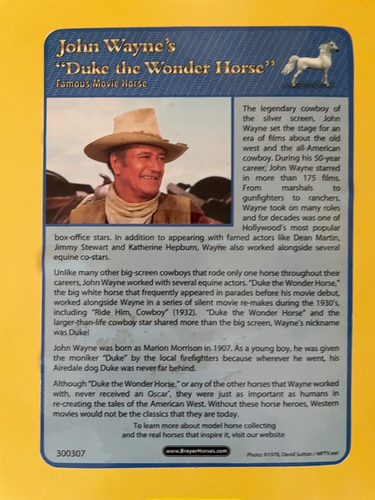Neu im Karton Breyer #300307 John Wayne "Duke the Wonder Horse" weißes Pferd - Bild 3 von 9