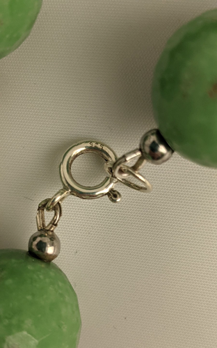 Große facettierte Jade Perlenkette 925 Sterling Silber Verschluss 43,5 cm lang - 147 g - Bild 6 von 15