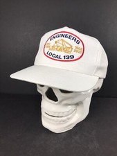 Vtg Union Engineers Local 139 SnapBack Patch Hat RETIRED White Baseball Cap