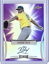 2017 Leaf Metal Draft NORGE RUIZ Purple Prismatic Auto RC 3/15 ATHLETICS