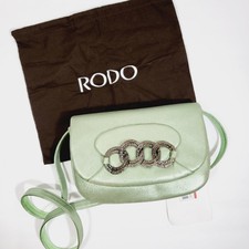 Rodo Rare Seafoam Green Lamé Leather Crossbody Nwt