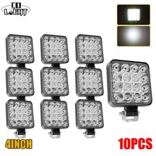 10PCS 4"Inch 12V 48W LED Work Light Bar Flood spot Driving OffRoad Tractor 4WD