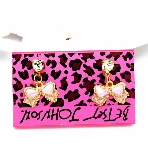 New Lovely Pink Enamel Girl Style Bow Crystal Fashion Gift Stand Earrings - Imagen 2 de 2