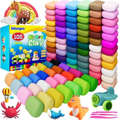 Air Dry Clay 100 Colors with Tools Soft Non-Sticky for Kids  Crafts Ages 3-8+
