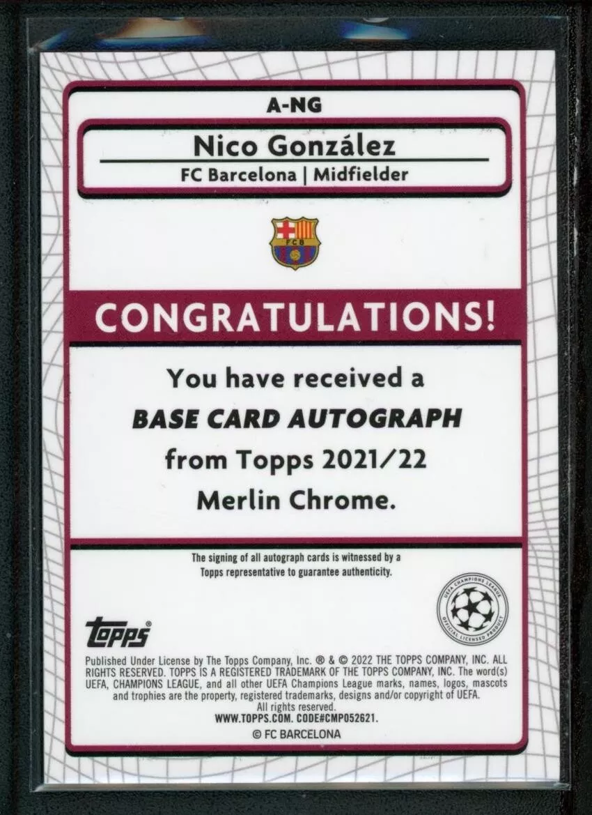 2022 NICO GONZALEZ AUTO TOPPS MERLIN UEFA CHAMPIONS LEAGUE REFRACTOR ROOKIE RC