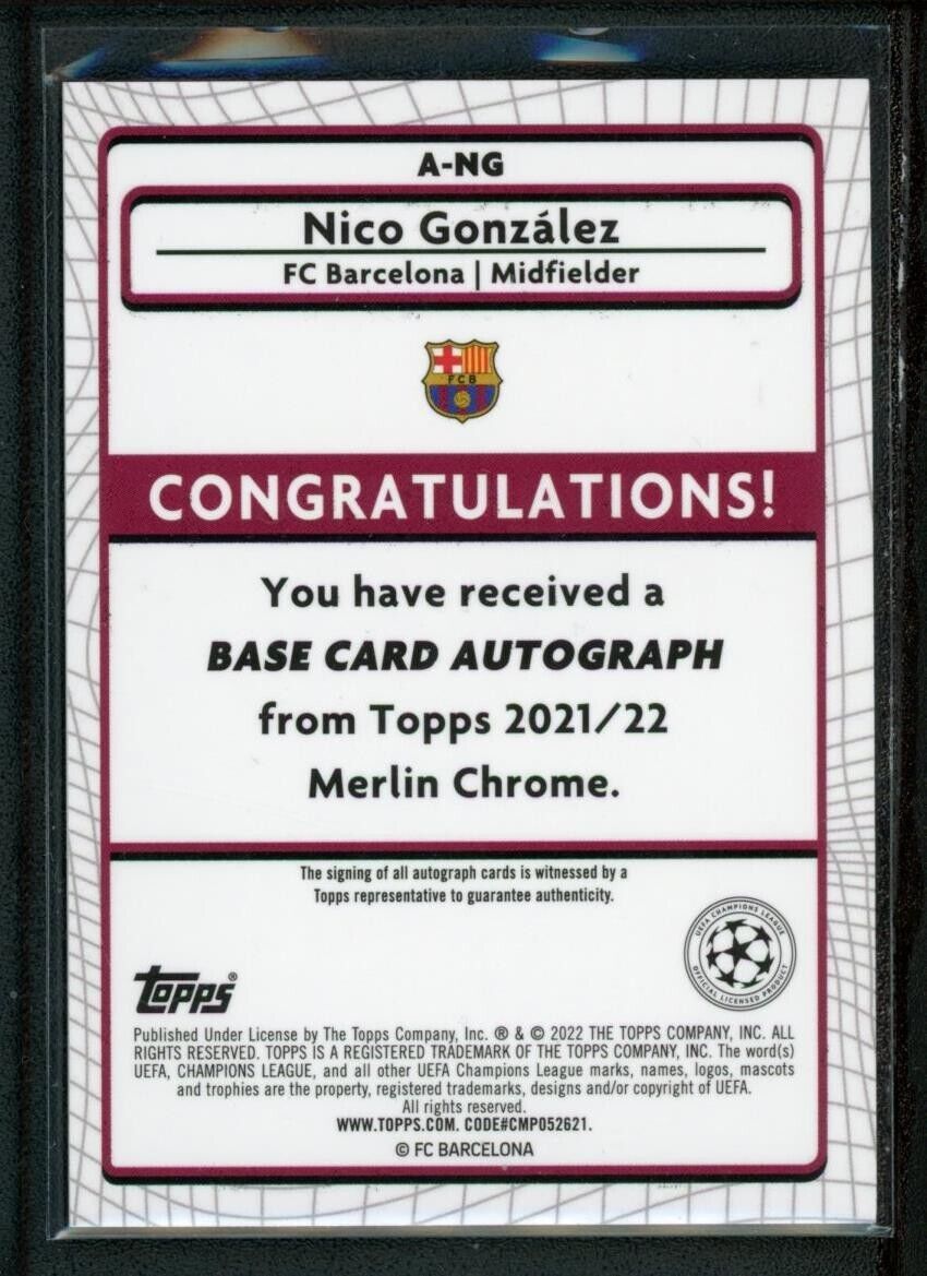 2022 NICO GONZALEZ AUTO TOPPS MERLIN UEFA CHAMPIONS LEAGUE REFRACTOR ROOKIE  RC