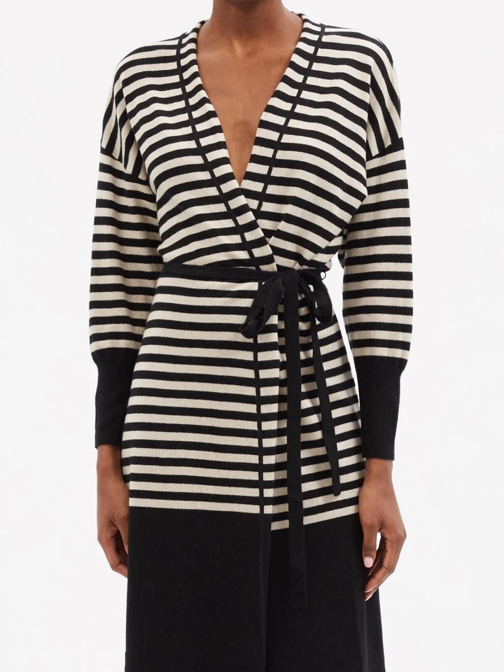 ERES Sillage Rayas Lana Cachemira Suéter Bata Cárdigan 1 XS S Foto 4 de 4