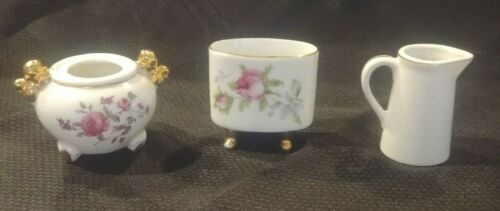 Lote de 3 portadientes vintage de porcelana rosa patrón floral jarra japonesa - Imagen 2 de 8
