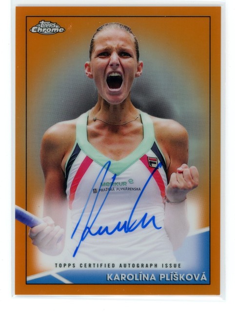 2021 TOPPS CHROME TENNIS KAROLINA PLISKOVA ORANGE ON CARD AUTOGRAPH /25