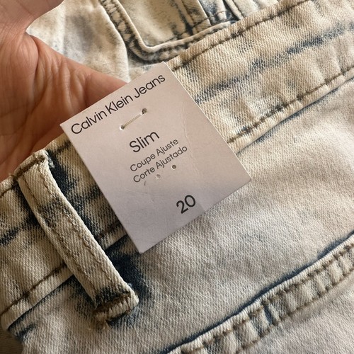 Calvin Klein Boys Sz 20 Light Wash Cuffed Denim Short Slim Fit NWT - Picture 10 of 12