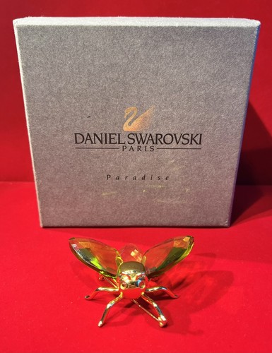 Daniel Swarovski Crystal Paradise Olive Green Gilt Sterling Fly Figure Brooch - Picture 2 of 9