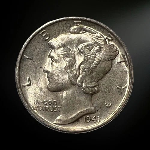 1941 P Philadelphia Mercury Silver Dime About Uncirculated (AU)