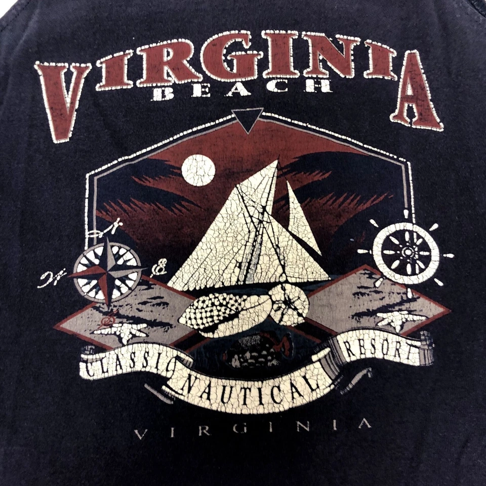 Camiseta sin mangas azul Delta de colección años 80 90 para hombre VIRGINIA BEACH camiseta náutica M Foto 2 de 4