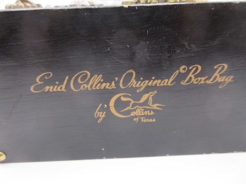 7" RARE Enid Collins Wooden Purse Original Box Bag Black Jewels Mirror FLAWS - Picture 3 of 16