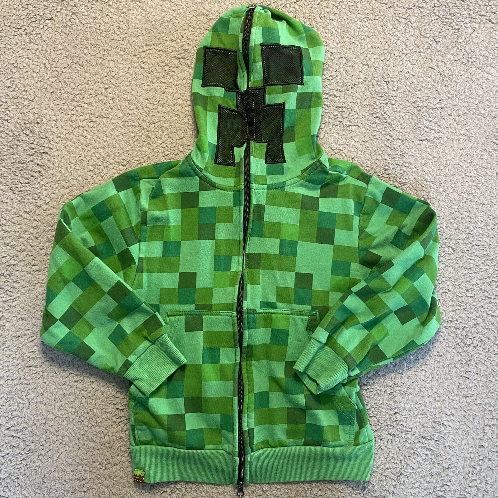 Mad Engine Minecraft Creeper Zip Up Hoodie Size XS Gem