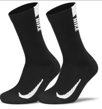 Nike Socks 5y-7Y Dri FIT Multiplier Breathability 2 Pairs Crew Black White