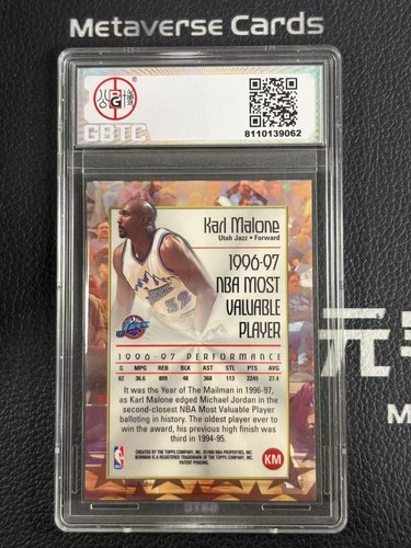 1997-98 Bowman Best Refractor Auto Karl Malone #KM Vintage - 第 2/2 張圖片