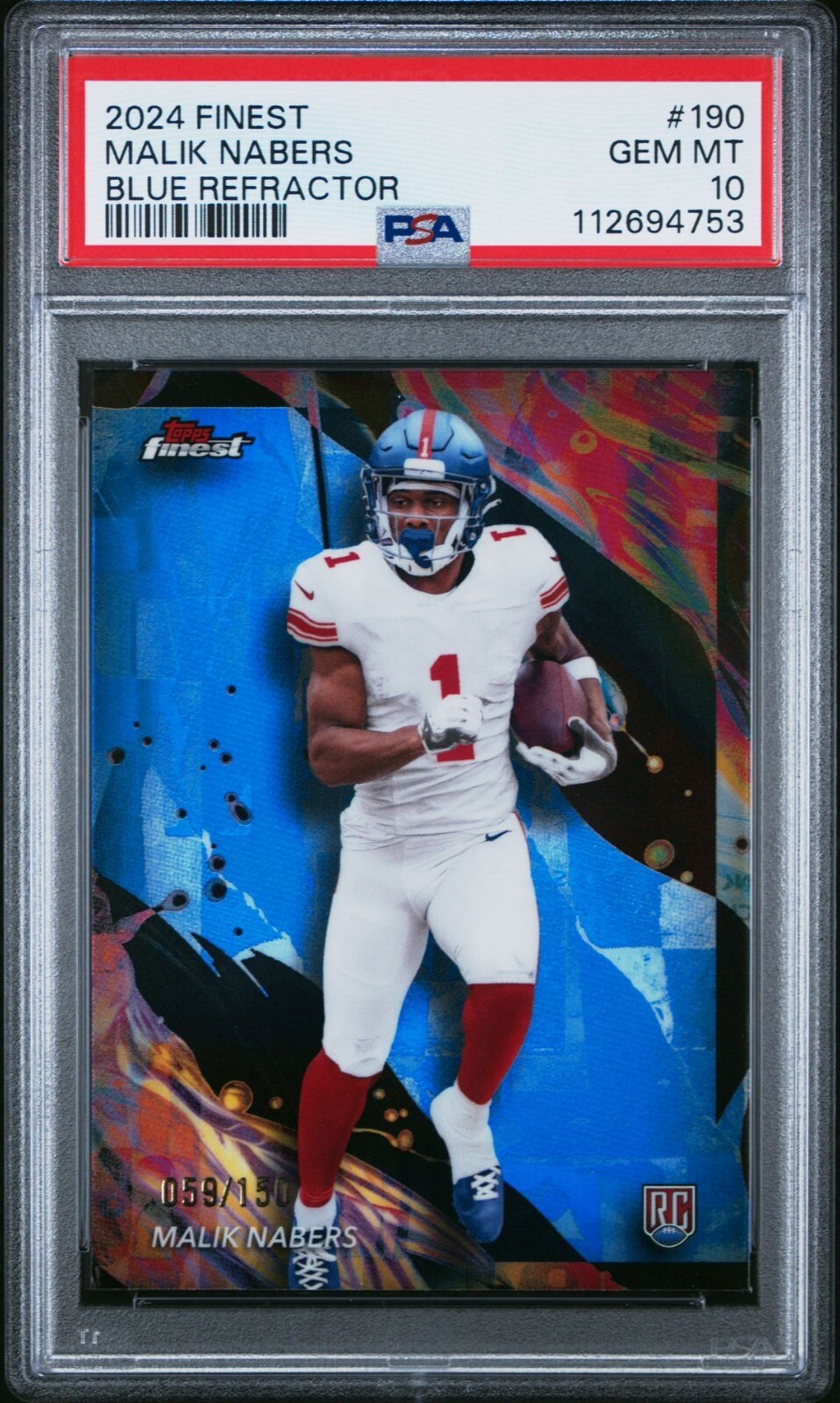 Malik Nabers Topps Finest #190 Blue Refractor