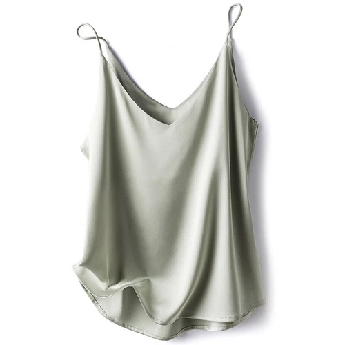 Damen Satin Seide Camisole Tank Top Träger V-Ausschnitt Träger Unterhemd Freizeit Basic Top - Bild 15 von 36