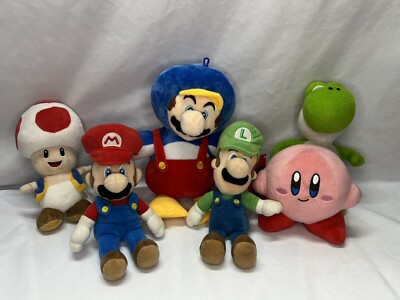 Super Mario Bros Mario Plush Doll Penguin Kirby Toad Yoshi Luigi Plush Lot